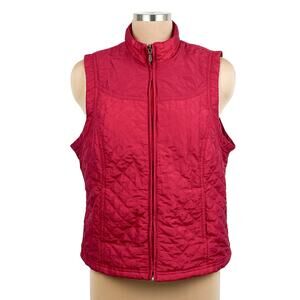 Westbound Petites Quilted Vest Full Zip Womens Medium Red Side Pockets Classic